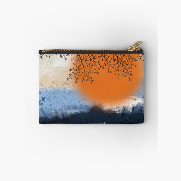 Item preview, Teal and orange landscape painting, Japandi minimalist abstract watercolor birds landscape painting,  brush stokes,  muted color palette,  minimalist modern decor posters designed and sold by navitalidesign.