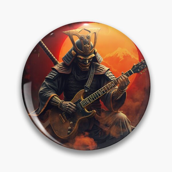 Item preview, Samurai Playing Electric Guitar Under Fiery Sunset designed and sold by Tong4130.
