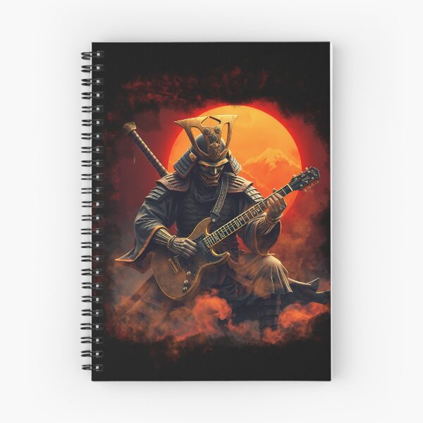 Item preview, Samurai Playing Electric Guitar Under Fiery Sunset designed and sold by Tong4130.