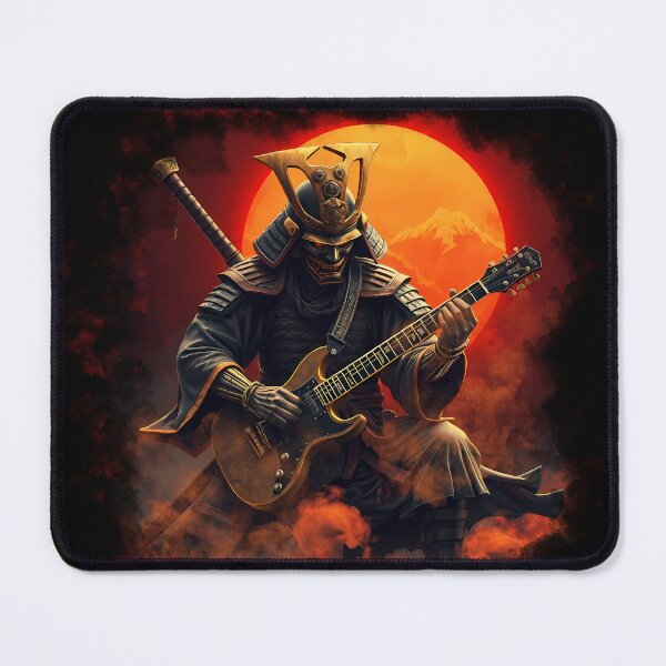Item preview, Samurai Playing Electric Guitar Under Fiery Sunset designed and sold by Tong4130.
