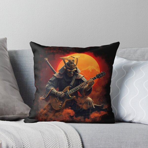 Item preview, Samurai Playing Electric Guitar Under Fiery Sunset designed and sold by Tong4130.