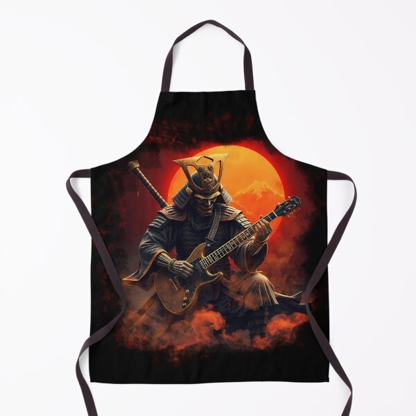 Item preview, Samurai Playing Electric Guitar Under Fiery Sunset designed and sold by Tong4130.