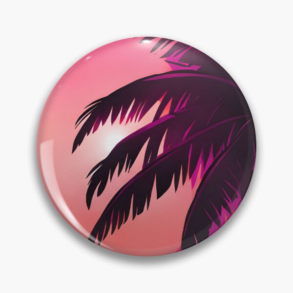 Item preview, Retro Sun and Palm Trees Pink Hot Pink Beach Style AI Art designed and sold by Beachy.