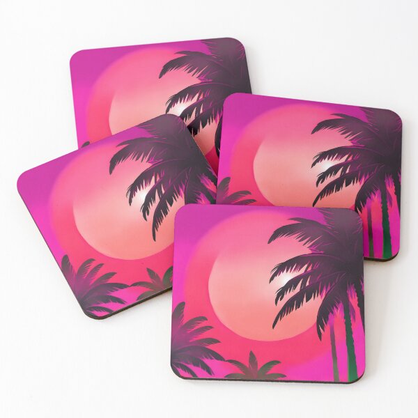 Item preview, Retro Sun and Palm Trees Pink Hot Pink Beach Style AI Art designed and sold by Beachy.