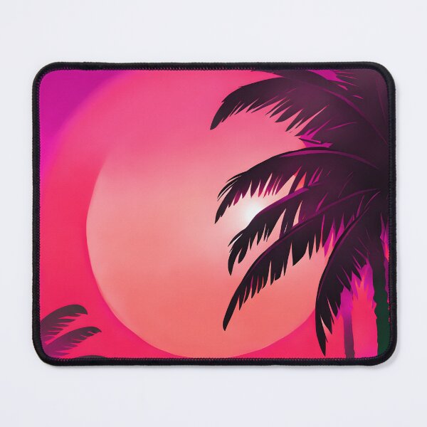 Item preview, Retro Sun and Palm Trees Pink Hot Pink Beach Style AI Art designed and sold by Beachy.