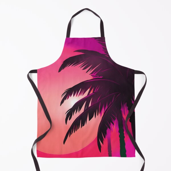 Item preview, Retro Sun and Palm Trees Pink Hot Pink Beach Style AI Art designed and sold by Beachy.
