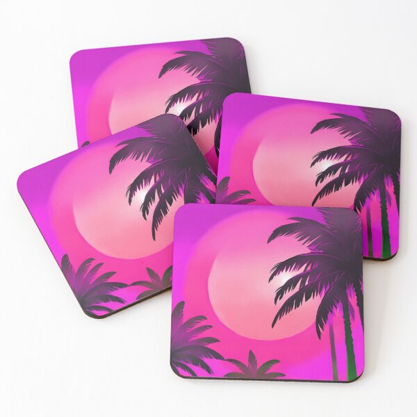 Item preview, Retro Sun and Palm Trees Lilac Pink Hot Pink AI Art designed and sold by Beachy.