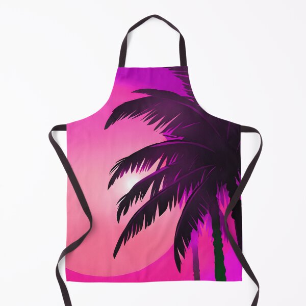Item preview, Retro Sun and Palm Trees Lilac Pink Hot Pink AI Art designed and sold by Beachy.