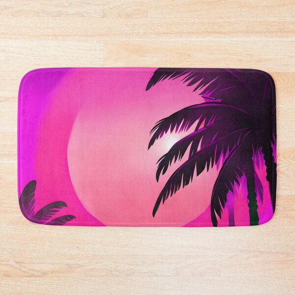 Item preview, Retro Sun and Palm Trees Lilac Pink Hot Pink AI Art designed and sold by Beachy.