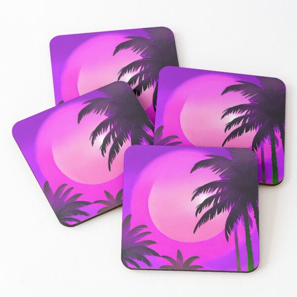 Item preview, Retro Sun and Palm Trees Hot Pink Purple AI Art designed and sold by Beachy.