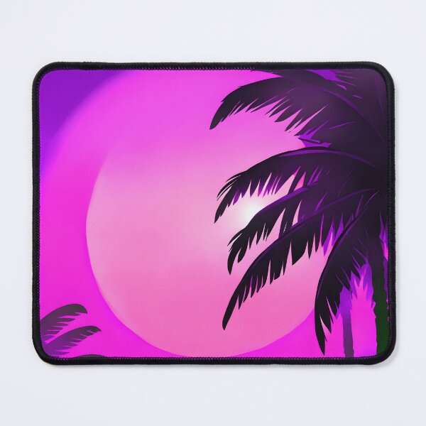 Item preview, Retro Sun and Palm Trees Hot Pink Purple AI Art designed and sold by Beachy.
