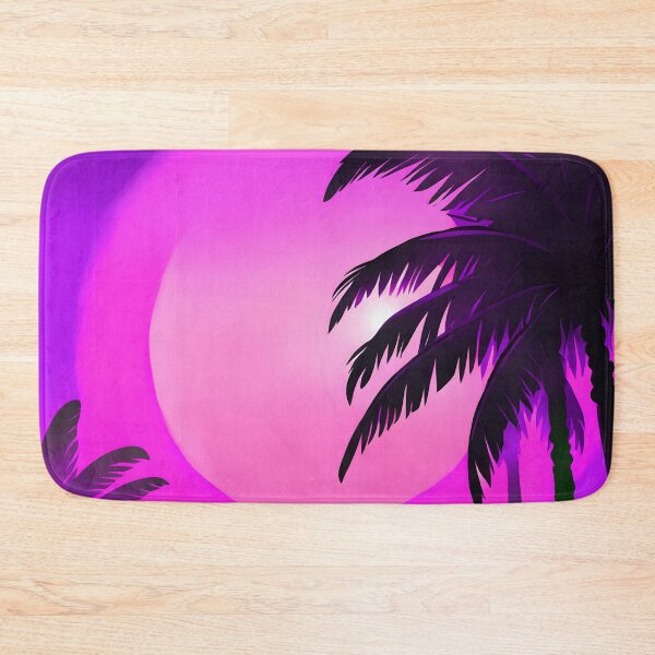 Item preview, Retro Sun and Palm Trees Hot Pink Purple AI Art designed and sold by Beachy.