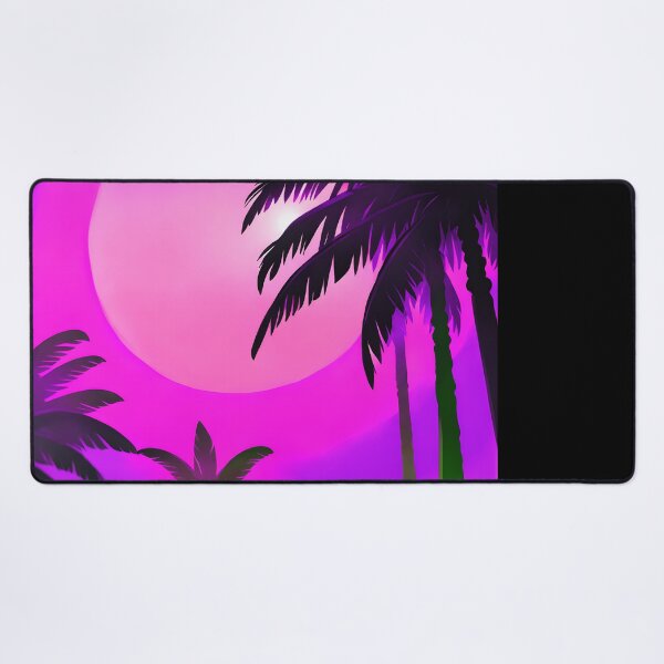 Item preview, Retro Sun and Palm Trees Hot Pink Purple AI Art designed and sold by Beachy.