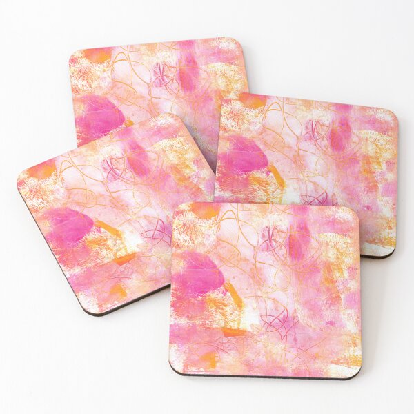 Item preview, Hot pink and orange abstract mixed media swirls designed and sold by thephoenixsoul.
