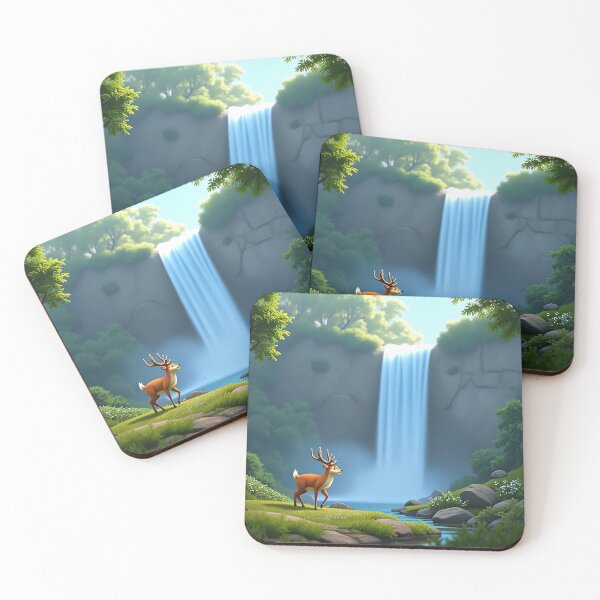 Item preview, Majestic Deer Gazing at Waterfall designed and sold by choder61.