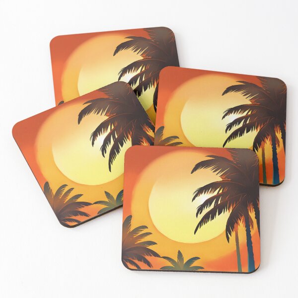 Item preview, Warm Tones Retro Sun and Palm Trees Beach Style AI Art 1 of 4 designed and sold by Beachy.