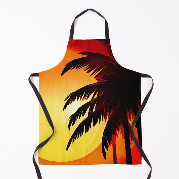 Item preview, Warm Tones Retro Sun and Palm Trees Beach Style AI Art 2 of 4 designed and sold by Beachy.