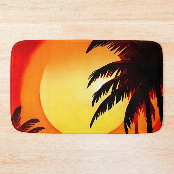 Item preview, Warm Tones Retro Sun and Palm Trees Beach Style AI Art 2 of 4 designed and sold by Beachy.