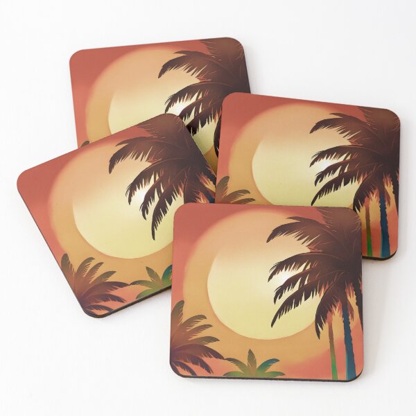 Item preview, Warm Tones Retro Sun and Palm Trees Beach Style AI Art 3 of 4 designed and sold by Beachy.