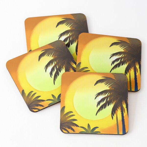 Item preview, Warm Tones Retro Sun and Palm Trees Beach Style AI Art 4 of 4 designed and sold by Beachy.