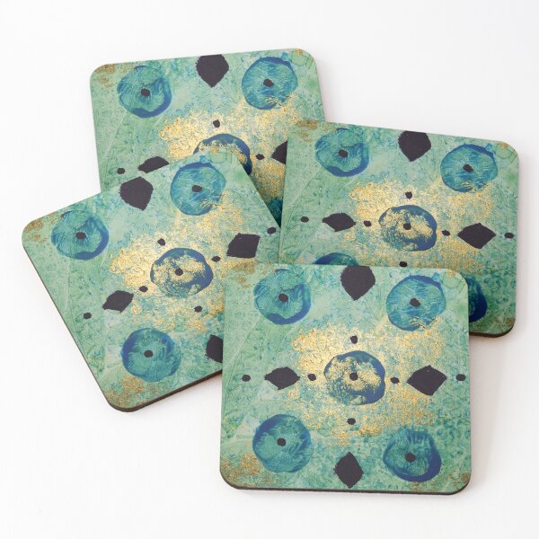 Item preview, Aqua and gold print for patterned items designed and sold by ReithNolan.