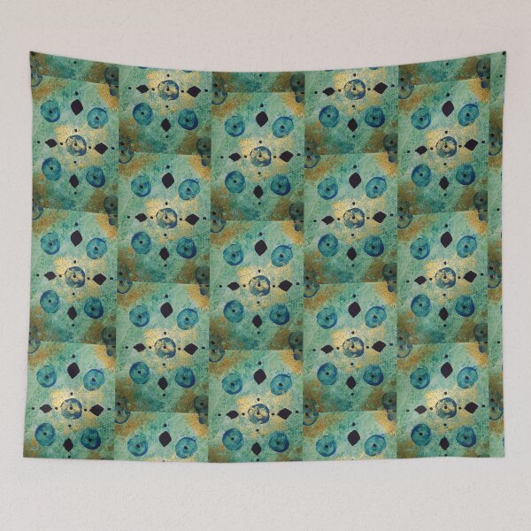 Item preview, Aqua and gold print for patterned items designed and sold by ReithNolan.