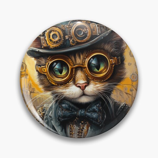 Item preview, Steampunk Cat with Gears and Goggles designed and sold by AtlanticAvenue.