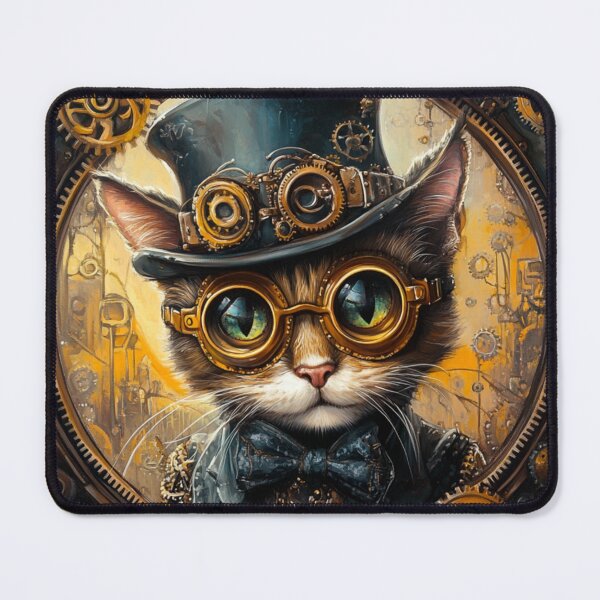 Item preview, Steampunk Cat with Gears and Goggles designed and sold by AtlanticAvenue.