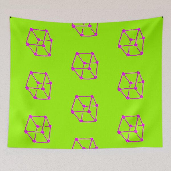Item preview, Pink Retro Cube  Neon Lime Green  designed and sold by MagentaTwilight.