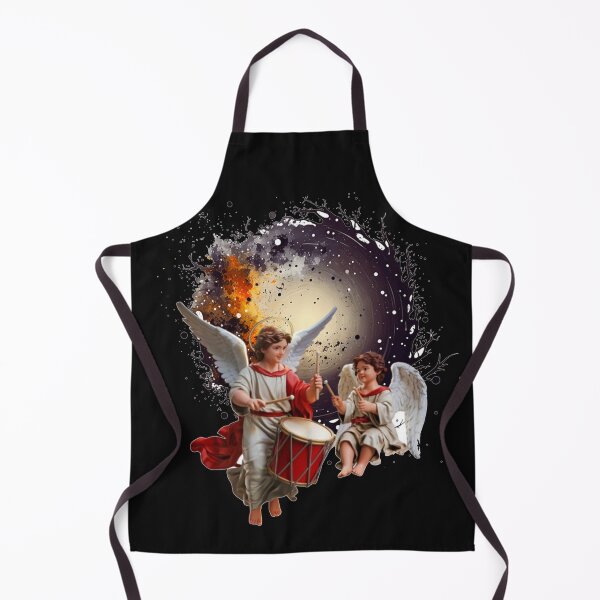 Item preview, Archangel and a Cherubim playing drums at Christmas Time designed and sold by DivineHaven.