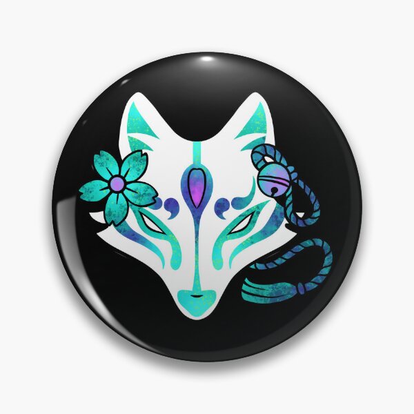 Item preview, Máscara Kitsune con destellos turquesas - Lobo designed and sold by JackNRum.