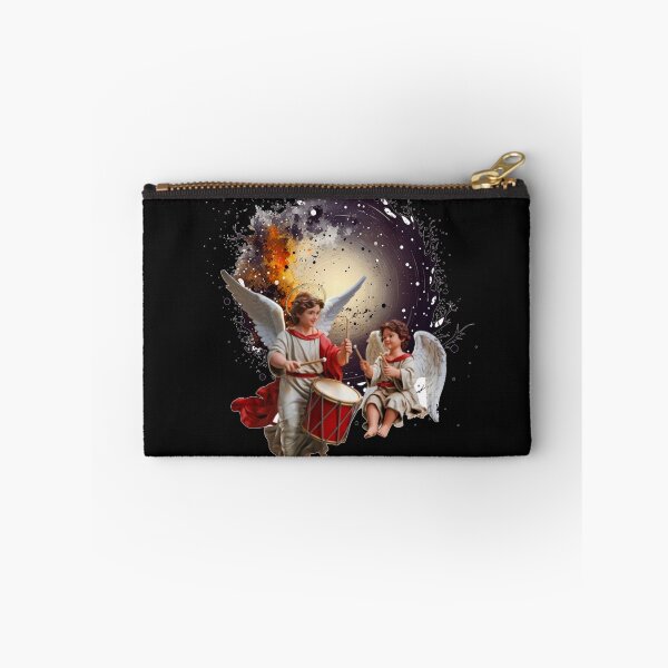 Item preview, Archangel and a Cherubim playing drums at Christmas Time designed and sold by DivineHaven.