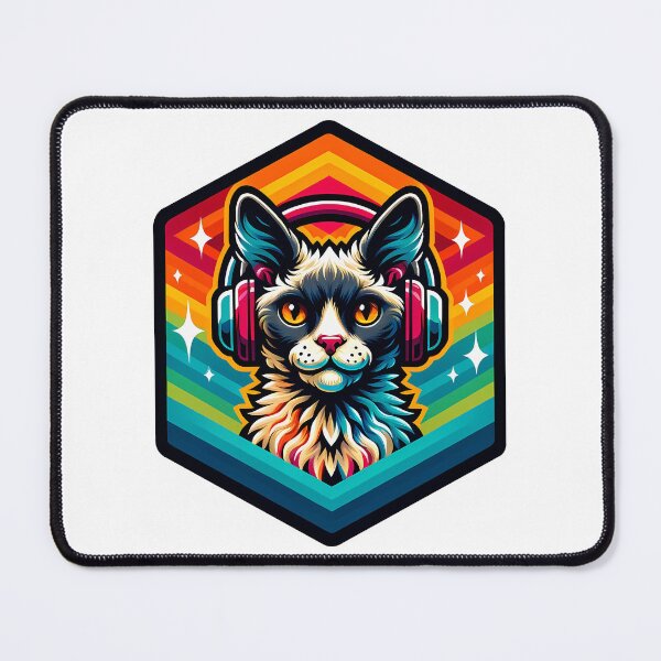 Item preview, Devon Rex Cat Listening to Music with Earphones - Quirky and Musical Design designed and sold by EnchantSticks.