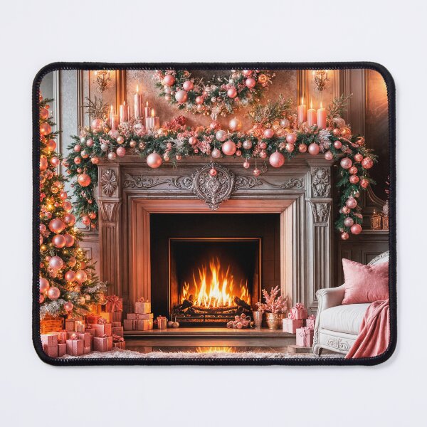 Item preview, Luxury Pink Christmas Winter Fireplace #Pinkmas designed and sold by DreamlifeBackgrounds.