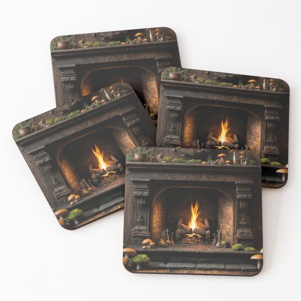Item preview, Woodland Cottage Winter Fireplace #cottagecore designed and sold by DreamlifeBackgrounds.