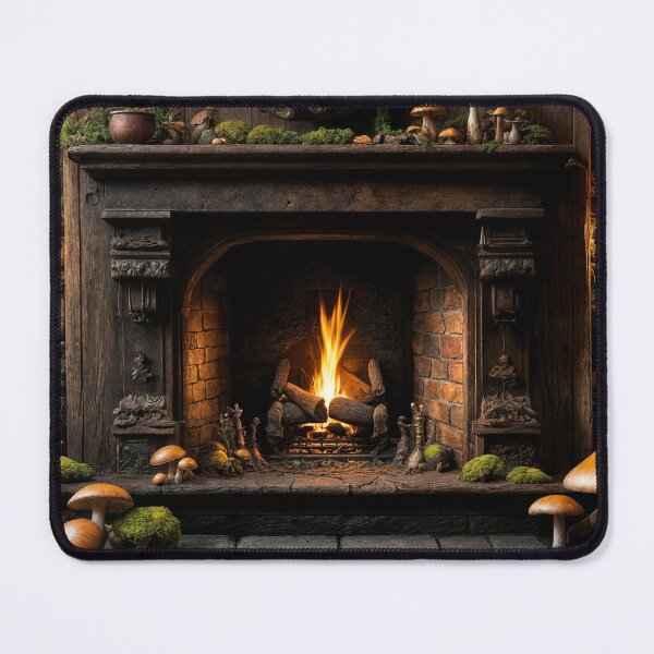 Item preview, Woodland Cottage Winter Fireplace #cottagecore designed and sold by DreamlifeBackgrounds.