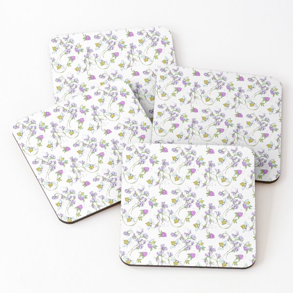 Item preview, Sweet Peas and Bees in Lavender designed and sold by magicgardenart.