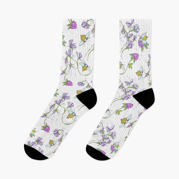 Item preview, Sweet Peas and Bees in Lavender designed and sold by magicgardenart.