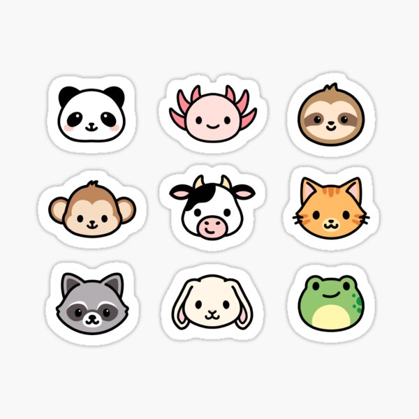 Vista previa del artículo con la obra «Emojis de animales lindos», diseñado y vendido por littlemandyart.