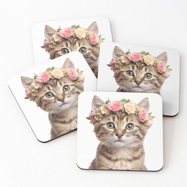 Item preview, Baby American Bobtail wearing floral crown designed and sold by LazyOwlStore.