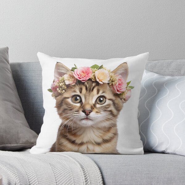 Item preview, Baby American Bobtail wearing floral crown designed and sold by LazyOwlStore.