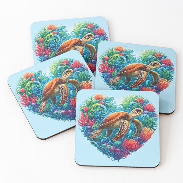 Item preview, Vibrant Coral Reef with Sea Turtle designed and sold by EcoArtShop.