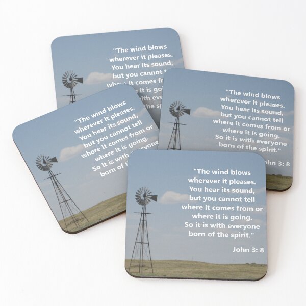 Item preview, Oklahoma Windmill, Far Horizon, Fluffy Clouds in the Sky John 3:8 designed and sold by JoyousArt4u.