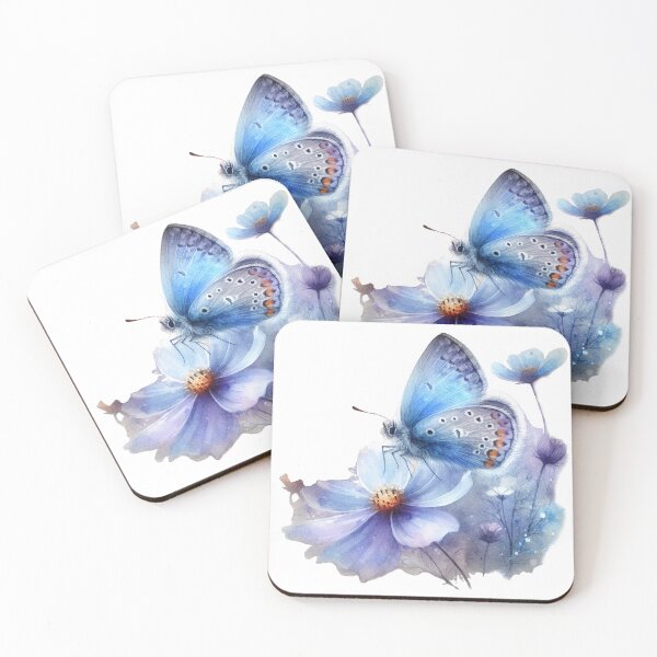 Item preview, Butterfly on Flowers Blue and Purple designed and sold by Mermaid's Whimsy.