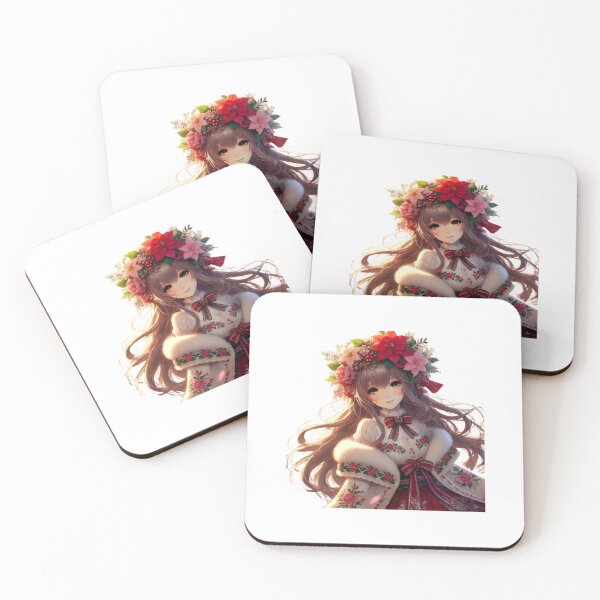 Item preview, Enchanted Holiday: Floral Anime Girl Christmas Art designed and sold by HopeLoom.