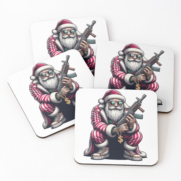 Item preview, Gangster Santa Claus with AK 47 in Russian crouch designed and sold by Salimgor Hangaround Music.