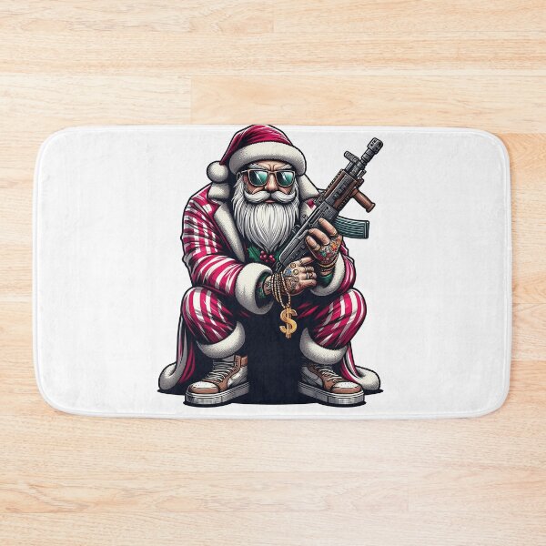 Item preview, Gangster Santa Claus with AK 47 in Russian crouch designed and sold by Salimgor Hangaround Music.