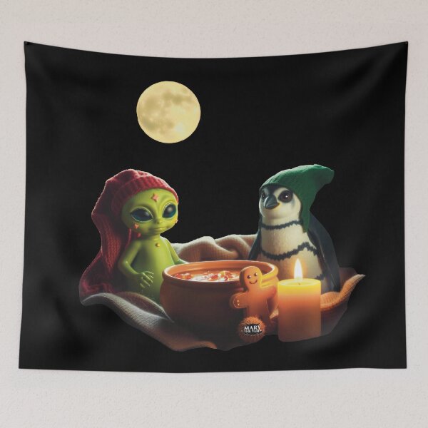 Item preview, Alien & Penguin Celebrate Friendsgiving & Christmas Together designed and sold by Mary The Vamp.