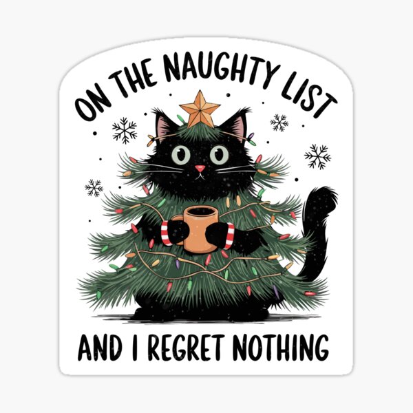 On The Naughty List Kitty Sticker