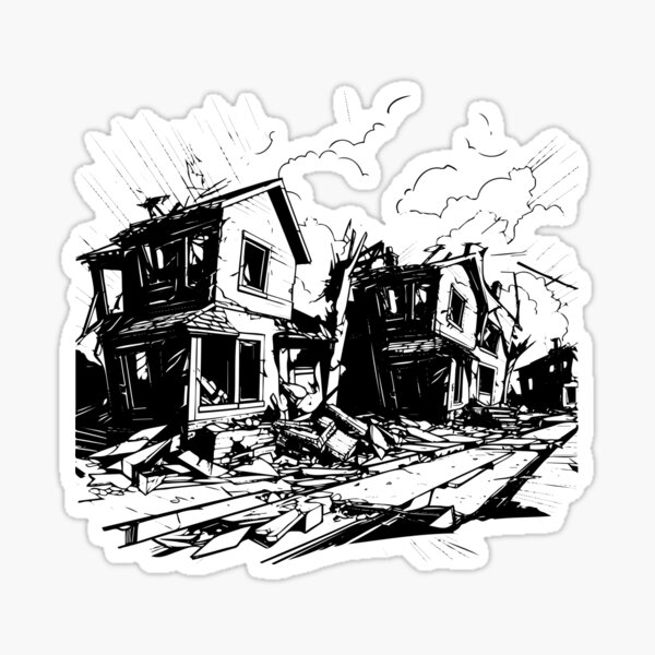 Item preview, Abandoned Buildings Wrecked Homes Ruins Apocalypse town designed and sold by inkoutninja.